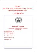 EEE 111L The Input-Output Characteristics of CE (common emitter) Configuration of BJT LAB-REPORT-05