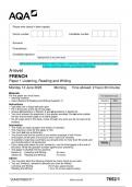 2023 AQA A-level FRENCH 7652/1 Paper 1 Listening, Reading and Writing Question Paper  & Mark scheme (Merged) June 2023 [VERIFIED]