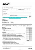 2023 AQA GCSE PHYSICS 8463/1F Paper 1 Foundation Tier Question Paper & Mark scheme (Merged) June 2023 [VERIFIED]