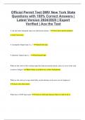 Official Permit Test DMV New York State Questions with 100% Correct Answers | Latest Version 2024/2025 | Expert Verified | Ace the Test