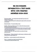 NR 599 NURSING  INFORMATICS & TEST BANK  WITH 100% VERIFIED  ANSWERS