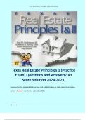 Texas Real Estate Principles 1 (Practice Exam) Questions and Answers/ A+ Score Solution 2024-2025. 