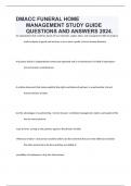 DMACC FUNERAL HOME MANAGEMENT STUDY GUIDE QUESTIONS AND ANSWERS 2024.