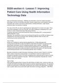 D220 section 4 - Lesson 7: Improving Patient Care Using Health Information Technology Data questions and answers guaranteed pass 2024/2025