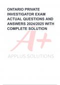 ONTARIO PRIVATE INVESTIGATOR EXAM ACTUAL QUESTIONS AND ANSWERS 2024/2025 WITH COMPLETE SOLUTION