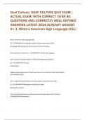 Deaf Culture/ DEAF CULTURE QUIZ EXAM (  ACTUAL EXAM) WITH CORRECT OVER 80  QUESTIONS AND CORRECTLY WELL DEFINED  ANSWERS LATEST 2024 ALREADY GRADED  A+ 1. What is American Sign Language (ASL)