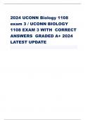 2024 UCONN Biology 1108  exam 3 / UCONN BIOLOGY  1108 EXAM 3 WITH CORRECT  ANSWERS GRADED A+ 2024  LATEST UPDATE