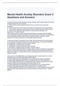 Mental Health Anxiety Disorders Exam 3 Questions and Answers 2024