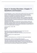 Exam 4- Anxiety Disorders- Chapter 11 Questions and Answers