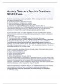 Anxiety Disorders Practice Questions NCLEX Exam with complete solutions