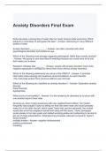 Anxiety Disorders Final Exam with complete solutions