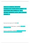 OSHA 511 GENERAL INDUSTRY EXAM(ACTUAL EXAM) WITH CORRECT 45+ QUESTIONS AND CORRECTLY  WELL DEFINED ANSWERS LATEST 2024 ALREADY GRADED A+    