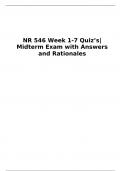 NR 546 Week 1-7 Quiz’s| Midterm Exam with Answers and Rationales 2024