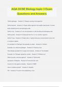 AQA GCSE Biology topic 3 Exam Questions and Answers