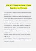 AQA GCSE Biology - Paper 1 Exam Questions and Answers