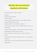 JMU Bio 150 Lab Final Exam Questions and Answers