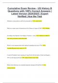 Cumulative Exam Review - US History B Questions with 100% Correct Answers | Latest Version 2024/2025 | Expert Verified | Ace the Test