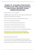 English 10 - Cumulative Exam Review Questions with 100% Correct Answers | Latest Version 2024/2025 | Expert Verified | Ace the Test