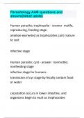 Parasitology AAB questions and answrs(latest upate).