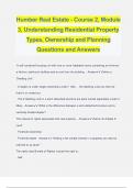 Humber Real Estate - Course 2, Module 3, Understanding Residential Property Types, Ownership and Planning Questions and Answers