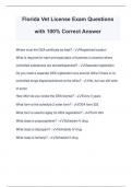 Florida Vet License Exam Questions with 100% Correct Answer