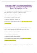 Community Health HESI Questions with 100% Correct Answers | Latest Version (2024/2025) Expert Verified | Ace the Test