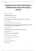 RASMUSSEN NUR 2407 PHARM EXAM 1 |  NURSING FINAL EXAM STUDY GUIDE |  RATED A