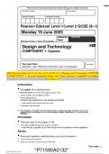 2023 Pearson Edexcel Level 1/Level 2 GCSE (9–1) Design and Technology 1DT0/1D COMPONENT 1: Systems Question Paper and Mark Scheme Combined Unveiling Excellence!!