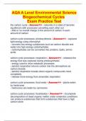 AQA A Level Environmental Science Biogeochemical Cycles  Exam Practice Test