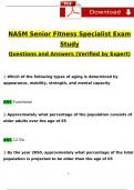 NASM Senior Fitness Specialist Exam Study Guide Questions and Answers (2024 / 2025) (Verified Answers)