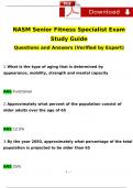 NASM Senior Fitness Specialist Exam Study Guide Questions and Answers (2024 / 2025) (Verified Answers)