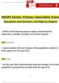 NASM Senior Fitness Specialist (SFS) EXAM EXPECTED QUESTIONS AND VERIFIED ANSWERS (2024 / 2025) BUNDLED SOLUTIONS / A+ GRADE(VERIFIED REVISED FULL EXAM)