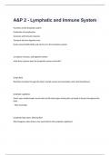 A&P 2 - Lymphatic and Immune System  Chamberlain College Nursing  Question and answers rated A+ 