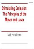 Stimulating Emission: The Principles of the Maser and Laser