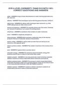 OCR A LEVEL CHEMISRTY  EXAM 2019 WITH 100%  CORRECT QUESTIONS AND ANSWERS        alkali - ANSWER-A type of base that dissolves in water forming hydroxide ions,  OH- (aq) ions.    alkanes - ANSWER-The homologous series with the general formula: CnH2n+2.   