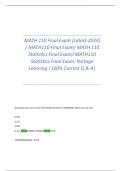 MATH 110 Final Exam (Latest-2024)  / MATH110 Final Exam/ MATH 110  Statistics Final Exam/ MATH110  Statistics Final Exam: Portage  Learning |100% Correct Q & A