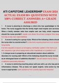 ATI CAPSTONE LEADERSHIP EXAM 2024 ACTUAL EXAM 80+ QUESTIONS WITH 100% CORRECT 