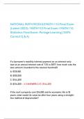 NATIONAL MATH MODULEMATH 110 Final Exam  (Latest-2023) / MATH110 Final Exam / MATH110  Statistics Final Exam: Portage Learning |100%  Correct Q & A|