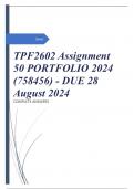 TPF2602 Assignment 50 PORTFOLIO 2024 (758456) - DUE 28 August 2024