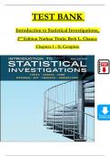 TEST BANK For Introduction to Statistical Investigations, 2nd Edition by Nathan Tintle; Beth L. Chance, Verified Chapters 1 - 11, Complete Newest Version