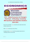 C211 - Global Economics for Managers Final Exam - All Reading/ Containing 880 Questions with Definitive Solutions 2024-2025. 