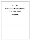 (ASU) MAT 265 Calculus For Engineers Fall Final Exam 2024 Guide.