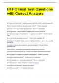 HFHC Final Test Questions with Correct Answers 