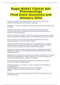 Regis NU641 Clinical Adv Pharmacology Final Exam Questions and Answers 2024