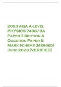 2023 AQA A-level PHYSICS 7408/3A Paper 3 Section A Question Paper & Mark scheme (Merged) June 2023 [VERIFIED]