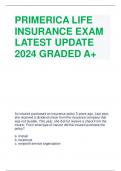 PRIMERICA LIFE INSURANCE EXAM LATEST UPDATE 2024 GRADED A+