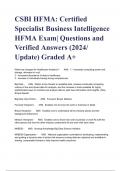 CSBI HFMA: Certified Specialist Business Intelligence HFMA Exam| Questions and Verified Answers (2024/ Update) Graded A+