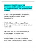 Edmentum PLATO Course US Government v3.0, Unit 1 Foundations of US Democracy Post Test questions and  answers