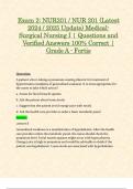 Exam 2: NUR201 / NUR 201 (Latest 2024 / 2025 Updates STUDY BUNDLE WITH COMPLETE SOLUTIONS) Medical-Surgical Nursing I | Questions and Verified Answers | 100% Correct | Grade A – Fortis