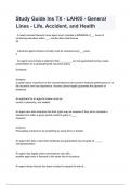 Study Guide Ins TX - LAH05 - General Lines - Life, Accident, and Health.